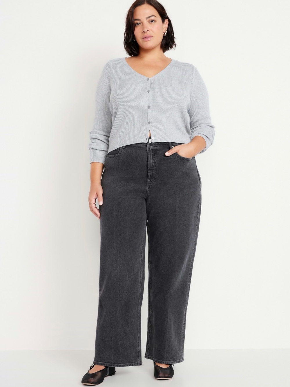 Old Navy Washed Black Wide Leg Jeans Size 18